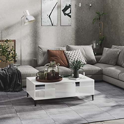 FIRBNUS 103,5x60x35 cm mit 2 Offenes Fach Beistelltisch mit Stauraum Couchtische Wohnzimmertisch Modern Design Coffee Table Tisch Wohnzimmer für Couch Haltbarkeit Hochglanz Weiß Holzwerkstoff FIRBNUS 103,5x60x35 cm mit 2 Offenes Fach Beistelltisch mit Stauraum Couchtische Wohnzimmertisch Modern Design Coffee Table Tisch Wohnzimmer für Couch Haltbarkeit Hochglanz Weiß Holzwerkstoff von FIRBNUS