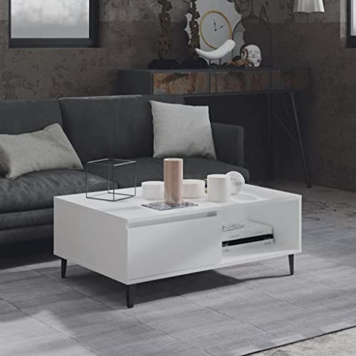FIRBNUS Couchtische mit Offenes Fach Side Table Beistelltisch Holz Wohnzimmertisch Modern Design Tisch Wohnzimmer für Couch Coffee Table Robust Haltbarkeit Weiß Holzwerkstoff Metall FIRBNUS Couchtische mit Offenes Fach Side Table Beistelltisch Holz Wohnzimmertisch Modern Design Tisch Wohnzimmer für Couch Coffee Table Robust Haltbarkeit Weiß Holzwerkstoff Metall von FIRBNUS