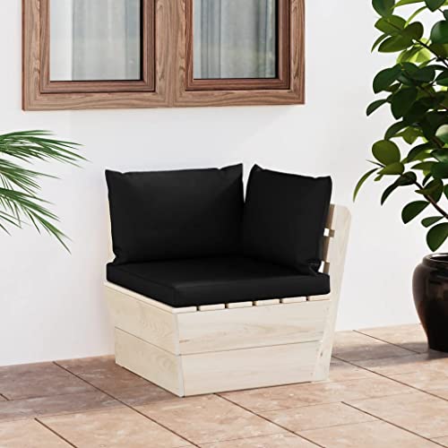FIRBNUS Ecksofa für den Garten auf Paletten mit schwarzen Kissen, 60 x 60 x 65 cm, Gartenstuhl, Gartenstühle, Stühle für den Außenbereich, aus Tannenholz FIRBNUS Ecksofa für den Garten auf Paletten mit schwarzen Kissen, 60 x 60 x 65 cm, Gartenstuhl, Gartenstühle, Stühle für den Außenbereich, aus Tannenholz von FIRBNUS