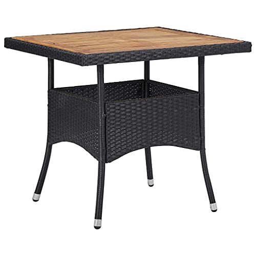 FIRBNUS Esstisch für den Außenbereich aus schwarzem Polyrattan und massivem Akazienholz, Esstisch, Rattan, Tisch, Holz, Kaffeetisch, quadratischer Tisch, Esstisch FIRBNUS Esstisch für den Außenbereich aus schwarzem Polyrattan und massivem Akazienholz, Esstisch, Rattan, Tisch, Holz, Kaffeetisch, quadratischer Tisch, Esstisch von FIRBNUS