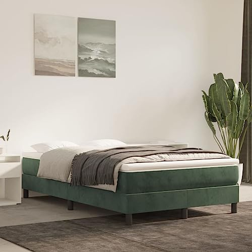 FIRBNUS Federbett mit Matratze 120 x 200 cm Samt Bettrahmen Einzelbett Bettrahmen aus Holz Einzelbett Matratze Federkernmatratze Doppelbett Federkernmatratze Dunkelgrün von FIRBNUS