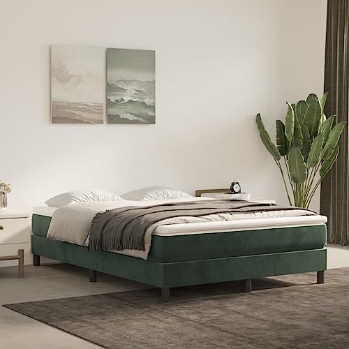 FIRBNUS Federbett mit Matratze dunkelgrün, 140 x 200 cm, Samt, Federkernmatratzen, Einzelbettgestell aus Holz, Federkernmatratze für Einzelbett, Einzelbett von FIRBNUS