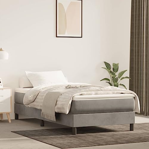 FIRBNUS Federbett mit Matratze hellgrau 100 x 200 cm Samt Bettrahmen Einzelbett Bettgestell aus Holz Einzelbett Matratze Federkernmatratze Doppelbett Federkernmatratze FIRBNUS Federbett mit Matratze hellgrau 100 x 200 cm Samt Bettrahmen Einzelbett Bettgestell aus Holz Einzelbett Matratze Federkernmatratze Doppelbett Federkernmatratze von FIRBNUS
