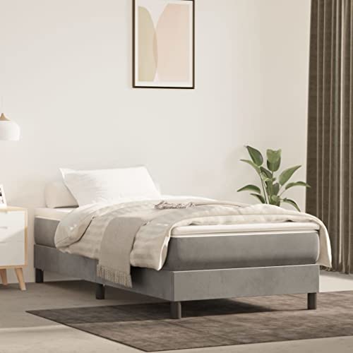 FIRBNUS Federbett mit Matratze hellgrau 90 x 200 cm Samt Bettrahmen Einzelbett Bettgestell aus Holz Matratze Doppelbett Federkernmatratze Federkernmatratzen Rahmen Einzelbett FIRBNUS Federbett mit Matratze hellgrau 90 x 200 cm Samt Bettrahmen Einzelbett Bettgestell aus Holz Matratze Doppelbett Federkernmatratze Federkernmatratzen Rahmen Einzelbett von FIRBNUS