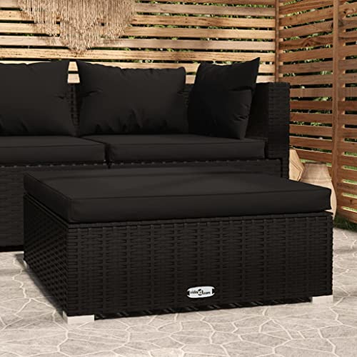 FIRBNUS Fußstütze für den Garten, mit schwarzen Kissen, 70 x 70 x 30 cm, Gartenstuhl, Outdoor-Sofa, Gartenmöbel, Gartenmöbel, aus PE-Rattan von FIRBNUS