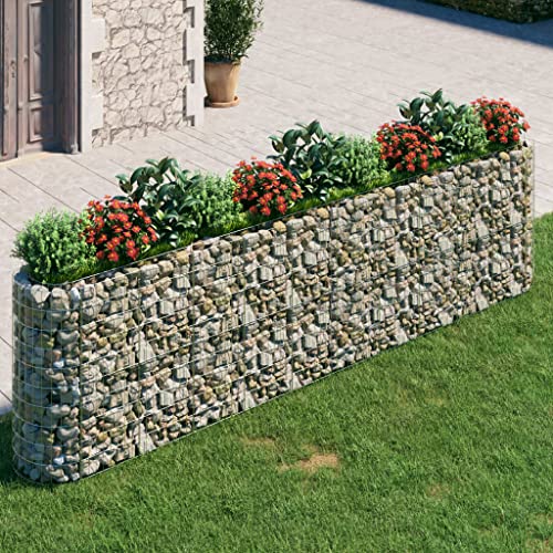 FIRBNUS Gabionen Drahtkorb 400 x 50 x 100 cm Gabionen Gabionen Hochbett Hochbeet Blumenkästen Gabionen Blumenständer Garten Hohe Tragfähigkeit aus verzinktem Stahl von FIRBNUS