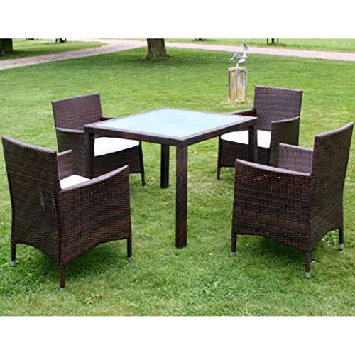 FIRBNUS Garten Esstisch & 4 Stühle Set Garten Outdoor Tisch Mit Stühlen Gartenmöbel Set Esstisch Mit Stühlen Gartentisch Mit Stühlen 90x90x75cm von FIRBNUS