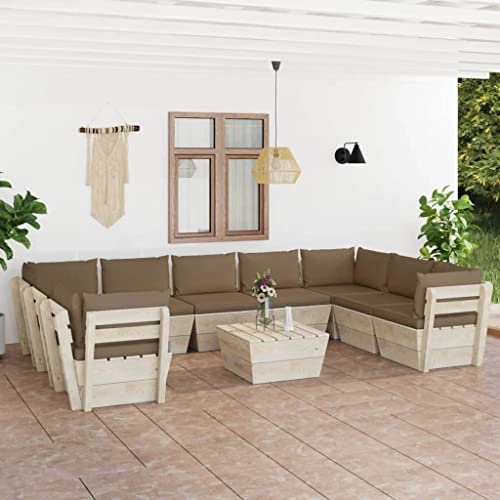 FIRBNUS Garten-Lounge-Set aus Holz 10 STK. Outdoor-Sofa mit Taupe Polsterung Modulsofa Gartenmöbel Witterungsbeständig und Umweltfreundlich FIRBNUS Garten-Lounge-Set aus Holz 10 STK. Outdoor-Sofa mit Taupe Polsterung Modulsofa Gartenmöbel Witterungsbeständig und Umweltfreundlich von FIRBNUS