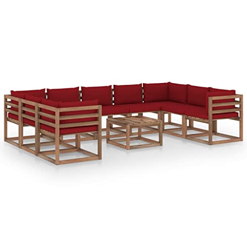 FIRBNUS Garten-Lounge-Set aus Holz 10 STK. Outdoor-Sofa mit Weinrot Dicken Polsterung Modulsofa Gartenmöbel Witterungsbeständig und Umweltfreundlich FIRBNUS Garten-Lounge-Set aus Holz 10 STK. Outdoor-Sofa mit Weinrot Dicken Polsterung Modulsofa Gartenmöbel Witterungsbeständig und Umweltfreundlich von FIRBNUS