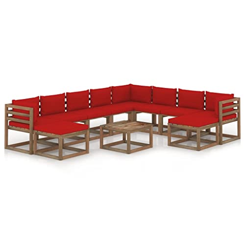 FIRBNUS Garten-Lounge-Set aus Holz 11 STK. Outdoor-Sofa mit Rot Dicken Polsterung Modulsofa Gartenmöbel Witterungsbeständig und Umweltfreundlich FIRBNUS Garten-Lounge-Set aus Holz 11 STK. Outdoor-Sofa mit Rot Dicken Polsterung Modulsofa Gartenmöbel Witterungsbeständig und Umweltfreundlich von FIRBNUS