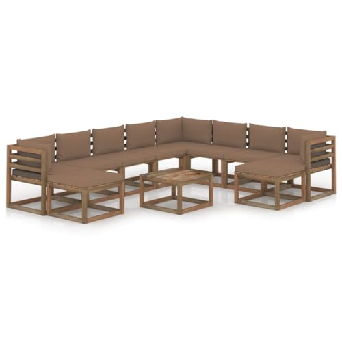 FIRBNUS Garten-Lounge-Set aus Holz 11 STK. Outdoor-Sofa mit Taupe Dicken Polsterung Modulsofa Gartenmöbel Witterungsbeständig und Umweltfreundlich FIRBNUS Garten-Lounge-Set aus Holz 11 STK. Outdoor-Sofa mit Taupe Dicken Polsterung Modulsofa Gartenmöbel Witterungsbeständig und Umweltfreundlich von FIRBNUS