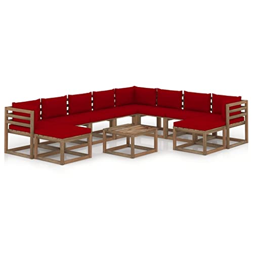 FIRBNUS Garten-Lounge-Set aus Holz 11 STK. Outdoor-Sofa mit Weinrot Dicken Polsterung Modulsofa Gartenmöbel Witterungsbeständig und Umweltfreundlich FIRBNUS Garten-Lounge-Set aus Holz 11 STK. Outdoor-Sofa mit Weinrot Dicken Polsterung Modulsofa Gartenmöbel Witterungsbeständig und Umweltfreundlich von FIRBNUS