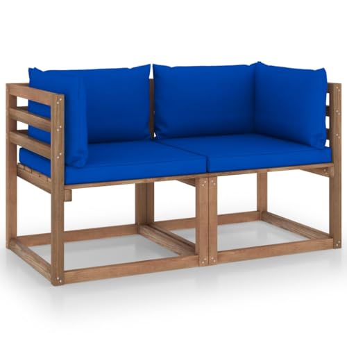 FIRBNUS Garten-Lounge-Set aus Holz 2 STK. Outdoor-Sofa mit Blau Dicken Polsterung Modulsofa Gartenmöbel Witterungsbeständig und Umweltfreundlich FIRBNUS Garten-Lounge-Set aus Holz 2 STK. Outdoor-Sofa mit Blau Dicken Polsterung Modulsofa Gartenmöbel Witterungsbeständig und Umweltfreundlich von FIRBNUS