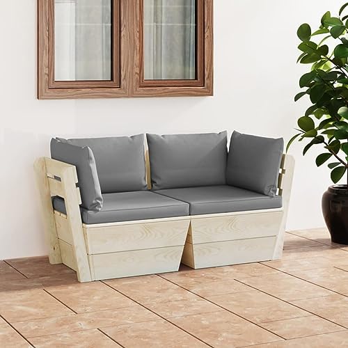 FIRBNUS Garten-Lounge-Set aus Holz 2 STK. Outdoor-Sofa mit Grau Polsterung Modulsofa Gartenmöbel Witterungsbeständig und Umweltfreundlich FIRBNUS Garten-Lounge-Set aus Holz 2 STK. Outdoor-Sofa mit Grau Polsterung Modulsofa Gartenmöbel Witterungsbeständig und Umweltfreundlich von FIRBNUS