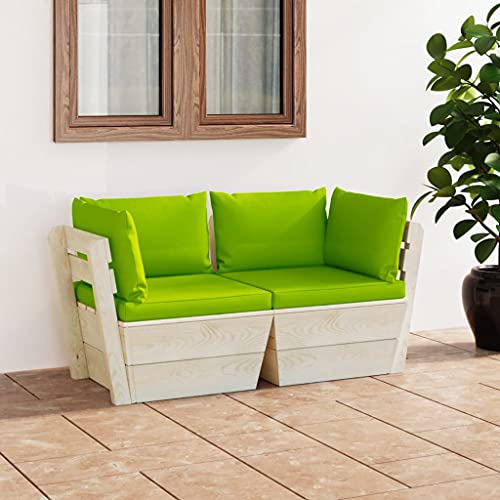 FIRBNUS Garten-Lounge-Set aus Holz 2 STK. Outdoor-Sofa mit Hellgrün Polsterung Modulsofa Gartenmöbel Witterungsbeständig und Umweltfreundlich von FIRBNUS