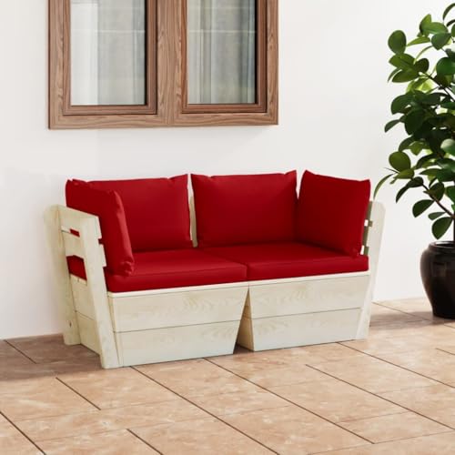 FIRBNUS Garten-Lounge-Set aus Holz 2 STK. Outdoor-Sofa mit Rot Polsterung Modulsofa Gartenmöbel Witterungsbeständig und Umweltfreundlich FIRBNUS Garten-Lounge-Set aus Holz 2 STK. Outdoor-Sofa mit Rot Polsterung Modulsofa Gartenmöbel Witterungsbeständig und Umweltfreundlich von FIRBNUS