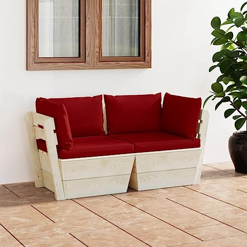 FIRBNUS Garten-Lounge-Set aus Holz 2 STK. Outdoor-Sofa mit Weinrot Polsterung Modulsofa Gartenmöbel Witterungsbeständig und Umweltfreundlich FIRBNUS Garten-Lounge-Set aus Holz 2 STK. Outdoor-Sofa mit Weinrot Polsterung Modulsofa Gartenmöbel Witterungsbeständig und Umweltfreundlich von FIRBNUS