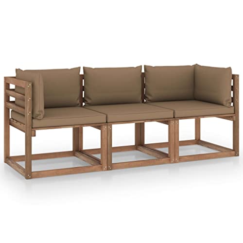 FIRBNUS Garten-Lounge-Set aus Holz 3 STK. Outdoor-Sofa mit Taupe Dicken Polsterung Modulsofa Gartenmöbel Witterungsbeständig und Umweltfreundlich FIRBNUS Garten-Lounge-Set aus Holz 3 STK. Outdoor-Sofa mit Taupe Dicken Polsterung Modulsofa Gartenmöbel Witterungsbeständig und Umweltfreundlich von FIRBNUS