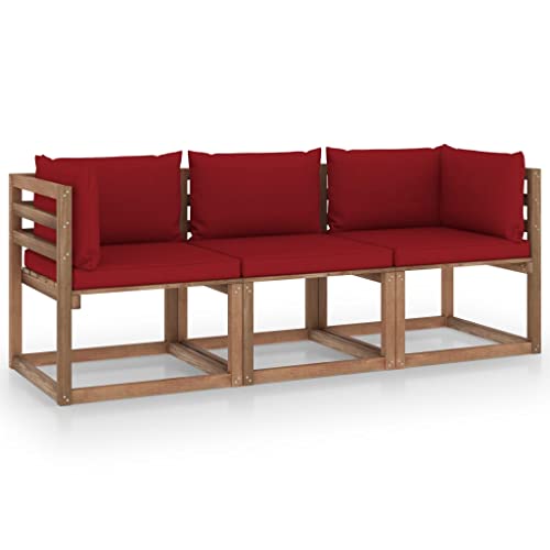 FIRBNUS Garten-Lounge-Set aus Holz 3 STK. Outdoor-Sofa mit Weinrot Dicken Polsterung Modulsofa Gartenmöbel Witterungsbeständig und Umweltfreundlich FIRBNUS Garten-Lounge-Set aus Holz 3 STK. Outdoor-Sofa mit Weinrot Dicken Polsterung Modulsofa Gartenmöbel Witterungsbeständig und Umweltfreundlich von FIRBNUS