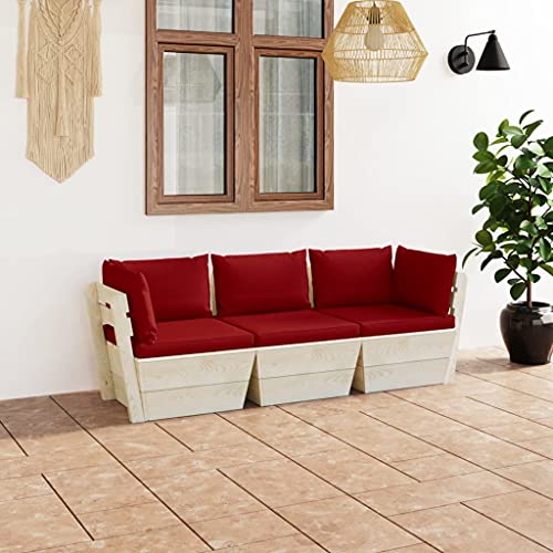 FIRBNUS Garten-Lounge-Set aus Holz 3 STK. Outdoor-Sofa mit Weinrot Polsterung Modulsofa Gartenmöbel Witterungsbeständig und Umweltfreundlich FIRBNUS Garten-Lounge-Set aus Holz 3 STK. Outdoor-Sofa mit Weinrot Polsterung Modulsofa Gartenmöbel Witterungsbeständig und Umweltfreundlich von FIRBNUS