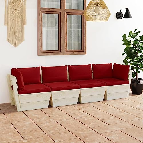 FIRBNUS Garten-Lounge-Set aus Holz 4 STK. Outdoor-Sofa mit Weinrot Polsterung Modulsofa Gartenmöbel Witterungsbeständig und Umweltfreundlich FIRBNUS Garten-Lounge-Set aus Holz 4 STK. Outdoor-Sofa mit Weinrot Polsterung Modulsofa Gartenmöbel Witterungsbeständig und Umweltfreundlich von FIRBNUS