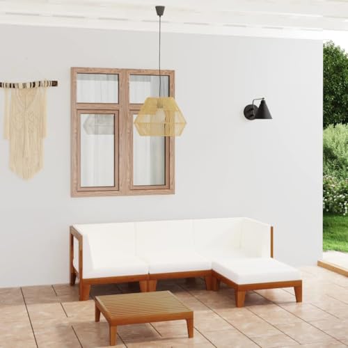 FIRBNUS Garten-Lounge-Set aus Holz 5 STK. Modulsofa Gartenmöbel mit Cremeweiß Dicken Polsterung Witterungsbeständig und Umweltfreundlich von FIRBNUS