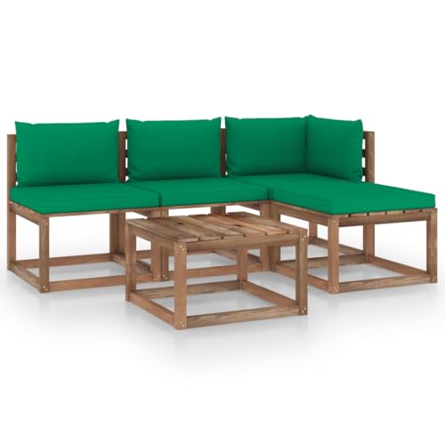 FIRBNUS Garten-Lounge-Set aus Holz 5 STK. Outdoor-Sofa mit Grün Dicken Polsterung Modulsofa Gartenmöbel Witterungsbeständig und Umweltfreundlich FIRBNUS Garten-Lounge-Set aus Holz 5 STK. Outdoor-Sofa mit Grün Dicken Polsterung Modulsofa Gartenmöbel Witterungsbeständig und Umweltfreundlich von FIRBNUS