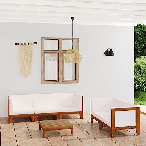 FIRBNUS Garten-Lounge-Set aus Holz 6 STK. Modulsofa Gartenmöbel mit Cremeweiß Dicken Polsterung Witterungsbeständig und Umweltfreundlich FIRBNUS Garten-Lounge-Set aus Holz 6 STK. Modulsofa Gartenmöbel mit Cremeweiß Dicken Polsterung Witterungsbeständig und Umweltfreundlich von FIRBNUS