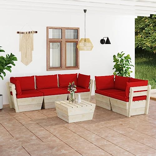 FIRBNUS Garten-Lounge-Set aus Holz 6 STK. Outdoor-Sofa mit Rot Polsterung Modulsofa Gartenmöbel Witterungsbeständig und Umweltfreundlich FIRBNUS Garten-Lounge-Set aus Holz 6 STK. Outdoor-Sofa mit Rot Polsterung Modulsofa Gartenmöbel Witterungsbeständig und Umweltfreundlich von FIRBNUS