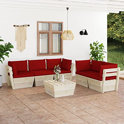 FIRBNUS Garten-Lounge-Set aus Holz 6 STK. Outdoor-Sofa mit Weinrot Polsterung Modulsofa Gartenmöbel Witterungsbeständig und Umweltfreundlich FIRBNUS Garten-Lounge-Set aus Holz 6 STK. Outdoor-Sofa mit Weinrot Polsterung Modulsofa Gartenmöbel Witterungsbeständig und Umweltfreundlich von FIRBNUS