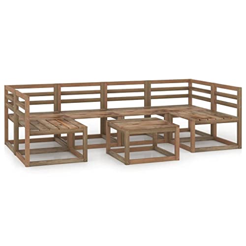 FIRBNUS Garten-Lounge-Set aus Holz 7 STK. Outdoor-Sofa Modulsofa Gartenmöbel Witterungsbeständig und Umweltfreundlich Rustikalem Charme Braun von FIRBNUS