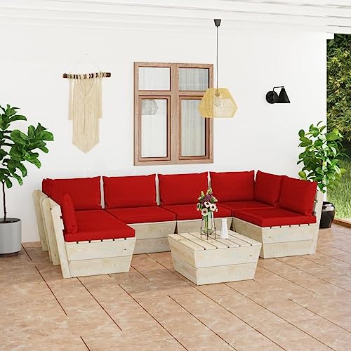 FIRBNUS Garten-Lounge-Set aus Holz 7 STK. Outdoor-Sofa mit Rot Polsterung Modulsofa Gartenmöbel Witterungsbeständig und Umweltfreundlich FIRBNUS Garten-Lounge-Set aus Holz 7 STK. Outdoor-Sofa mit Rot Polsterung Modulsofa Gartenmöbel Witterungsbeständig und Umweltfreundlich von FIRBNUS