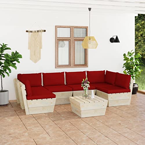 FIRBNUS Garten-Lounge-Set aus Holz 7 STK. Outdoor-Sofa mit Weinrot Polsterung Modulsofa Gartenmöbel Witterungsbeständig und Umweltfreundlich FIRBNUS Garten-Lounge-Set aus Holz 7 STK. Outdoor-Sofa mit Weinrot Polsterung Modulsofa Gartenmöbel Witterungsbeständig und Umweltfreundlich von FIRBNUS