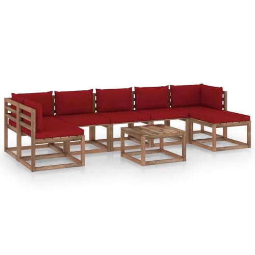 FIRBNUS Garten-Lounge-Set aus Holz 8 STK. Outdoor-Sofa mit Weinrot Dicken Polsterung Modulsofa Gartenmöbel Witterungsbeständig und Umweltfreundlich FIRBNUS Garten-Lounge-Set aus Holz 8 STK. Outdoor-Sofa mit Weinrot Dicken Polsterung Modulsofa Gartenmöbel Witterungsbeständig und Umweltfreundlich von FIRBNUS
