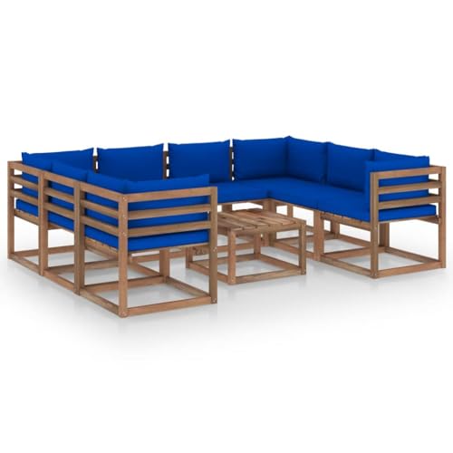 FIRBNUS Garten-Lounge-Set aus Holz 9 STK. Outdoor-Sofa mit Blau Dicken Polsterung Modulsofa Gartenmöbel Witterungsbeständig und Umweltfreundlich FIRBNUS Garten-Lounge-Set aus Holz 9 STK. Outdoor-Sofa mit Blau Dicken Polsterung Modulsofa Gartenmöbel Witterungsbeständig und Umweltfreundlich von FIRBNUS