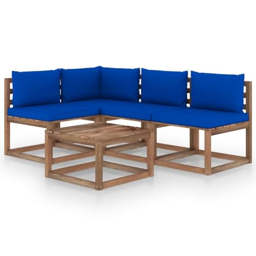 FIRBNUS Garten-Lounge-Set aus Holz Outdoor-Sofa 5 STK. mit Blau Dicken Polsterung Modulsofa Gartenmöbel Witterungsbeständig und Umweltfreundlich FIRBNUS Garten-Lounge-Set aus Holz Outdoor-Sofa 5 STK. mit Blau Dicken Polsterung Modulsofa Gartenmöbel Witterungsbeständig und Umweltfreundlich von FIRBNUS