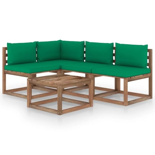 FIRBNUS Garten-Lounge-Set aus Holz Outdoor-Sofa 5 STK. mit Grün Dicken Polsterung Modulsofa Gartenmöbel Witterungsbeständig und Umweltfreundlich FIRBNUS Garten-Lounge-Set aus Holz Outdoor-Sofa 5 STK. mit Grün Dicken Polsterung Modulsofa Gartenmöbel Witterungsbeständig und Umweltfreundlich von FIRBNUS