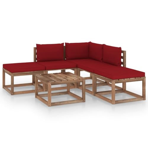 FIRBNUS Garten-Lounge-Set aus Holz Outdoor-Sofa 6 STK. mit Weinrot Dicken Polsterung Gartenmöbel Modulsofa Witterungsbeständig und Umweltfreundlich FIRBNUS Garten-Lounge-Set aus Holz Outdoor-Sofa 6 STK. mit Weinrot Dicken Polsterung Gartenmöbel Modulsofa Witterungsbeständig und Umweltfreundlich von FIRBNUS
