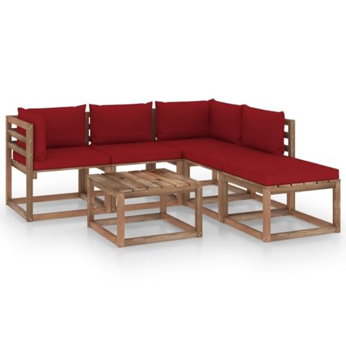 FIRBNUS Garten-Lounge-Set aus Holz Outdoor-Sofa 6 STK. mit Weinrot Dicken Polsterung Modulsofa Gartenmöbel Witterungsbeständig und Umweltfreundlich FIRBNUS Garten-Lounge-Set aus Holz Outdoor-Sofa 6 STK. mit Weinrot Dicken Polsterung Modulsofa Gartenmöbel Witterungsbeständig und Umweltfreundlich von FIRBNUS