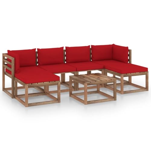 FIRBNUS Garten-Lounge-Set aus Holz Outdoor-Sofa 7 STK. mit Rot Dicken Polsterung Modulsofa Gartenmöbel Witterungsbeständig und Umweltfreundlich FIRBNUS Garten-Lounge-Set aus Holz Outdoor-Sofa 7 STK. mit Rot Dicken Polsterung Modulsofa Gartenmöbel Witterungsbeständig und Umweltfreundlich von FIRBNUS