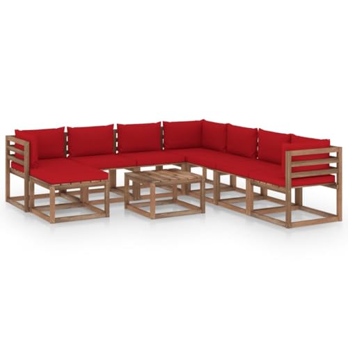 FIRBNUS Garten-Lounge-Set aus Holz Outdoor-Sofa 9 STK. mit Rot Dicken Polsterung Modulsofa Gartenmöbel Witterungsbeständig und Umweltfreundlich FIRBNUS Garten-Lounge-Set aus Holz Outdoor-Sofa 9 STK. mit Rot Dicken Polsterung Modulsofa Gartenmöbel Witterungsbeständig und Umweltfreundlich von FIRBNUS