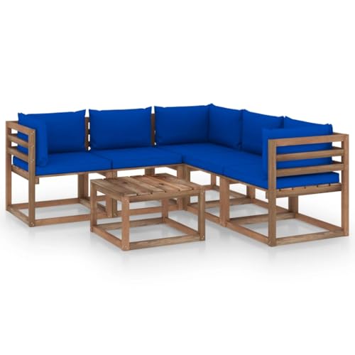 FIRBNUS Garten-Lounge-Set aus Holz Outdoor-Sofa mit Blau Dicken Polsterung Gartenmöbel Modulsofa 6 STK. Witterungsbeständig und Umweltfreundlich FIRBNUS Garten-Lounge-Set aus Holz Outdoor-Sofa mit Blau Dicken Polsterung Gartenmöbel Modulsofa 6 STK. Witterungsbeständig und Umweltfreundlich von FIRBNUS