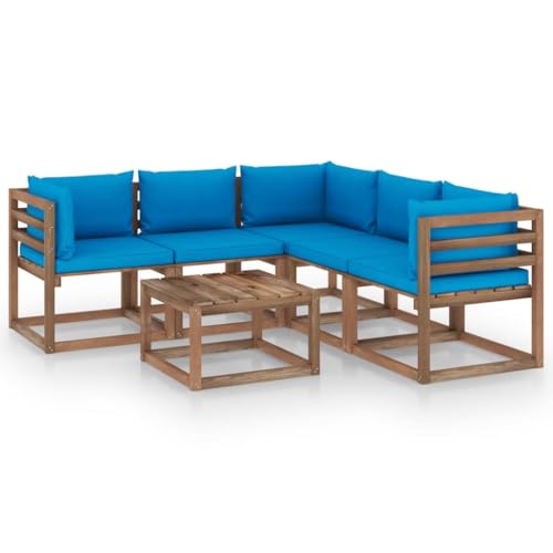 FIRBNUS Garten-Lounge-Set aus Holz Outdoor-Sofa mit Hellblau Dicken Polsterung Gartenmöbel Modulsofa 6 STK. Witterungsbeständig und Umweltfreundlich FIRBNUS Garten-Lounge-Set aus Holz Outdoor-Sofa mit Hellblau Dicken Polsterung Gartenmöbel Modulsofa 6 STK. Witterungsbeständig und Umweltfreundlich von FIRBNUS