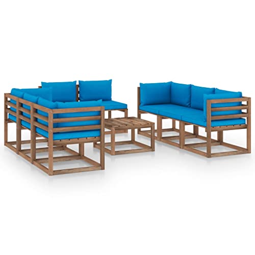 FIRBNUS Garten-Lounge-Set aus Holz Outdoor-Sofa mit Hellblau Dicken Polsterung Modulsofa Gartenmöbel 9 STK. Witterungsbeständig und Umweltfreundlich FIRBNUS Garten-Lounge-Set aus Holz Outdoor-Sofa mit Hellblau Dicken Polsterung Modulsofa Gartenmöbel 9 STK. Witterungsbeständig und Umweltfreundlich von FIRBNUS
