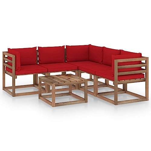 FIRBNUS Garten-Lounge-Set aus Holz Outdoor-Sofa mit Rot Dicken Polsterung Gartenmöbel Modulsofa 6 STK. Witterungsbeständig und Umweltfreundlich FIRBNUS Garten-Lounge-Set aus Holz Outdoor-Sofa mit Rot Dicken Polsterung Gartenmöbel Modulsofa 6 STK. Witterungsbeständig und Umweltfreundlich von FIRBNUS