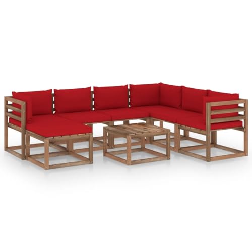 FIRBNUS Garten-Lounge-Set aus Holz Outdoor-Sofa mit Rot Dicken Polsterung Modulsofa Gartenmöbel 8 STK. Witterungsbeständig und Umweltfreundlich FIRBNUS Garten-Lounge-Set aus Holz Outdoor-Sofa mit Rot Dicken Polsterung Modulsofa Gartenmöbel 8 STK. Witterungsbeständig und Umweltfreundlich von FIRBNUS