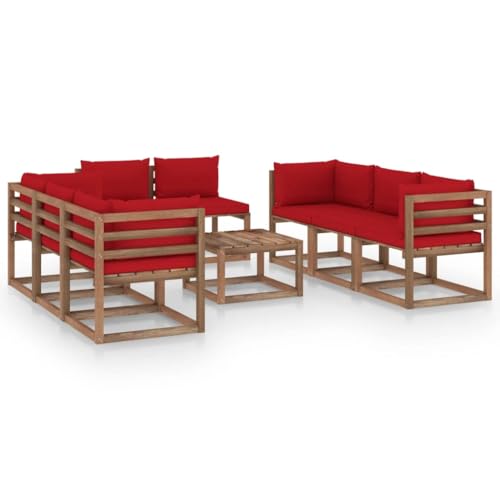 FIRBNUS Garten-Lounge-Set aus Holz Outdoor-Sofa mit Rot Dicken Polsterung Modulsofa Gartenmöbel 9 STK. Witterungsbeständig und Umweltfreundlich FIRBNUS Garten-Lounge-Set aus Holz Outdoor-Sofa mit Rot Dicken Polsterung Modulsofa Gartenmöbel 9 STK. Witterungsbeständig und Umweltfreundlich von FIRBNUS