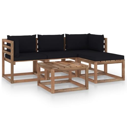 FIRBNUS Garten-Lounge-Set aus Holz Outdoor-Sofa mit Schwarz Dicken Polsterung Modulsofa Gartenmöbel 5 STK. Witterungsbeständig und Umweltfreundlich FIRBNUS Garten-Lounge-Set aus Holz Outdoor-Sofa mit Schwarz Dicken Polsterung Modulsofa Gartenmöbel 5 STK. Witterungsbeständig und Umweltfreundlich von FIRBNUS