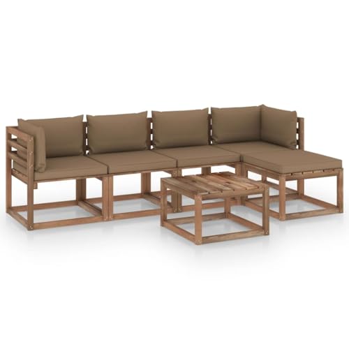 FIRBNUS Garten-Lounge-Set aus Holz Outdoor-Sofa mit Taupe Dicken Polsterung Modulsofa 6 STK. Gartenmöbel Witterungsbeständig und Umweltfreundlich FIRBNUS Garten-Lounge-Set aus Holz Outdoor-Sofa mit Taupe Dicken Polsterung Modulsofa 6 STK. Gartenmöbel Witterungsbeständig und Umweltfreundlich von FIRBNUS