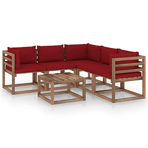 FIRBNUS Garten-Lounge-Set aus Holz Outdoor-Sofa mit Weinrot Dicken Polsterung Gartenmöbel Modulsofa 6 STK. Witterungsbeständig und Umweltfreundlich FIRBNUS Garten-Lounge-Set aus Holz Outdoor-Sofa mit Weinrot Dicken Polsterung Gartenmöbel Modulsofa 6 STK. Witterungsbeständig und Umweltfreundlich von FIRBNUS